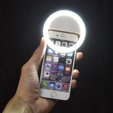 Portable Mini Clip-on Fill-in LED Selfie Ring Light Lamp - White